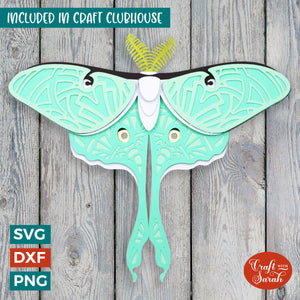 Lunar Moth SVG | 3D Layered Lunar Moth Insect Cutting File