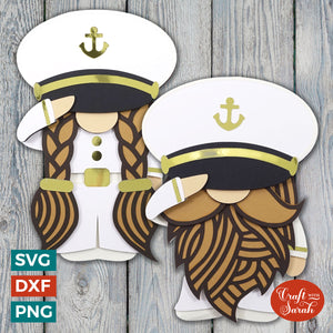 Formal Navy Gnomes in Uniform | 3D Layered Military Gnomes