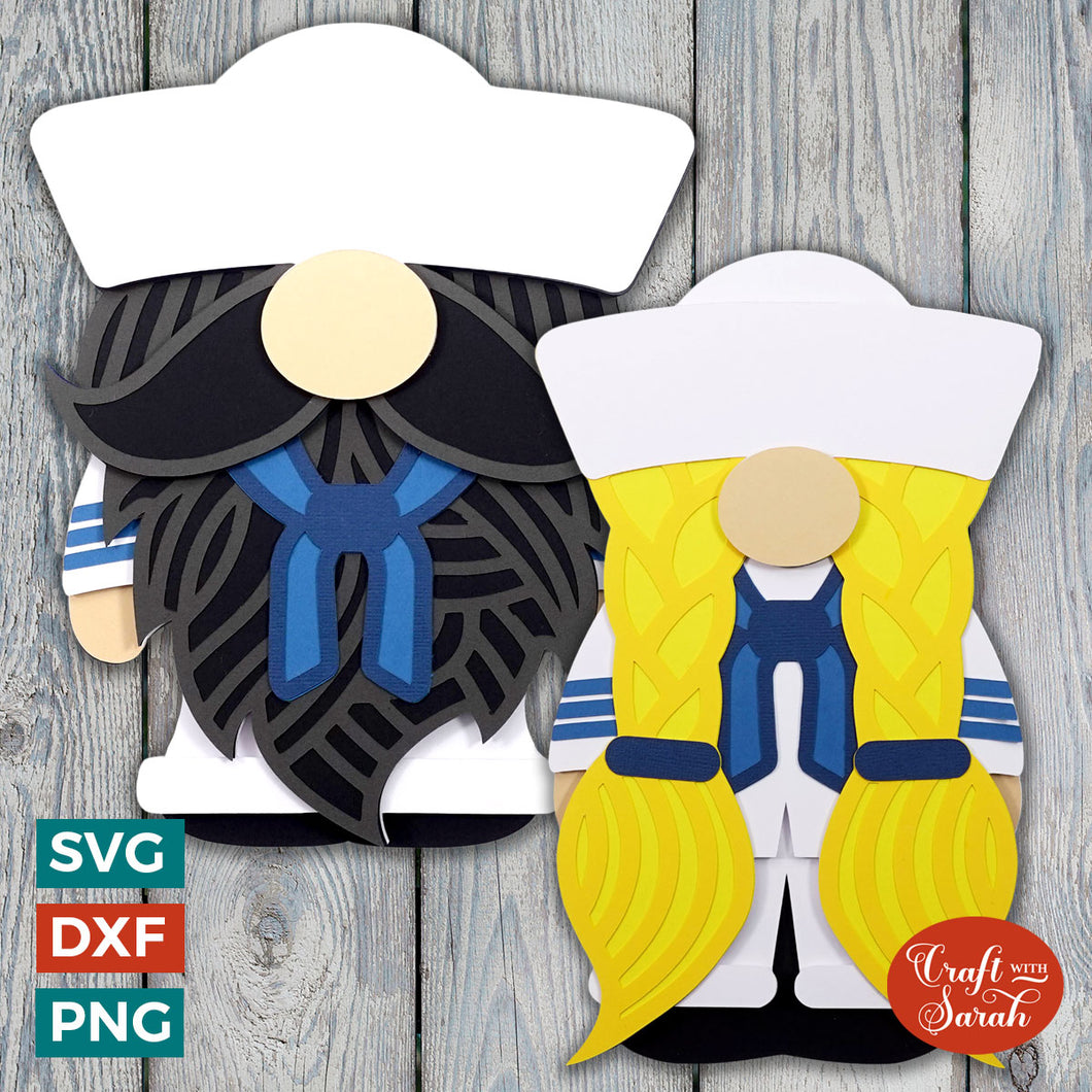 Navy Sailor Gnomes | 3D Male & Female Military Gnome SVGs