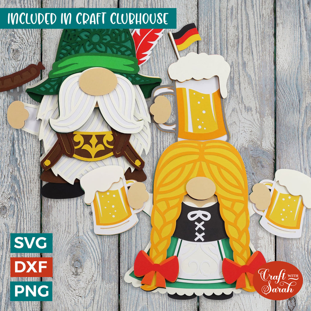 Oktoberfest Gnome SVGs | German Gnomes with Beer Steins