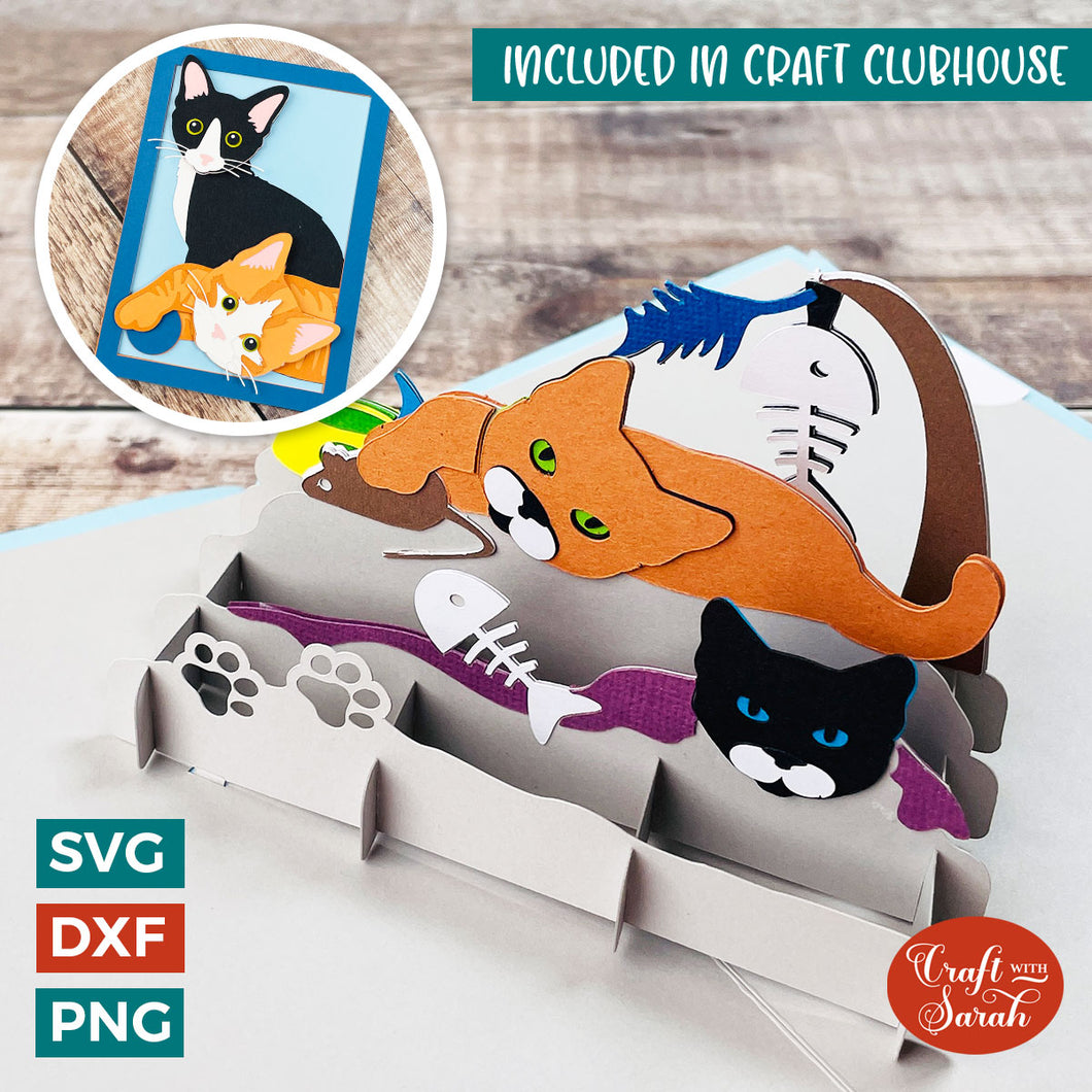 Cats Popout Card SVG Cut File