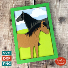 Load image into Gallery viewer, Horses Popout Card SVG | Layered Equestrian Greetings Card Cut Files
