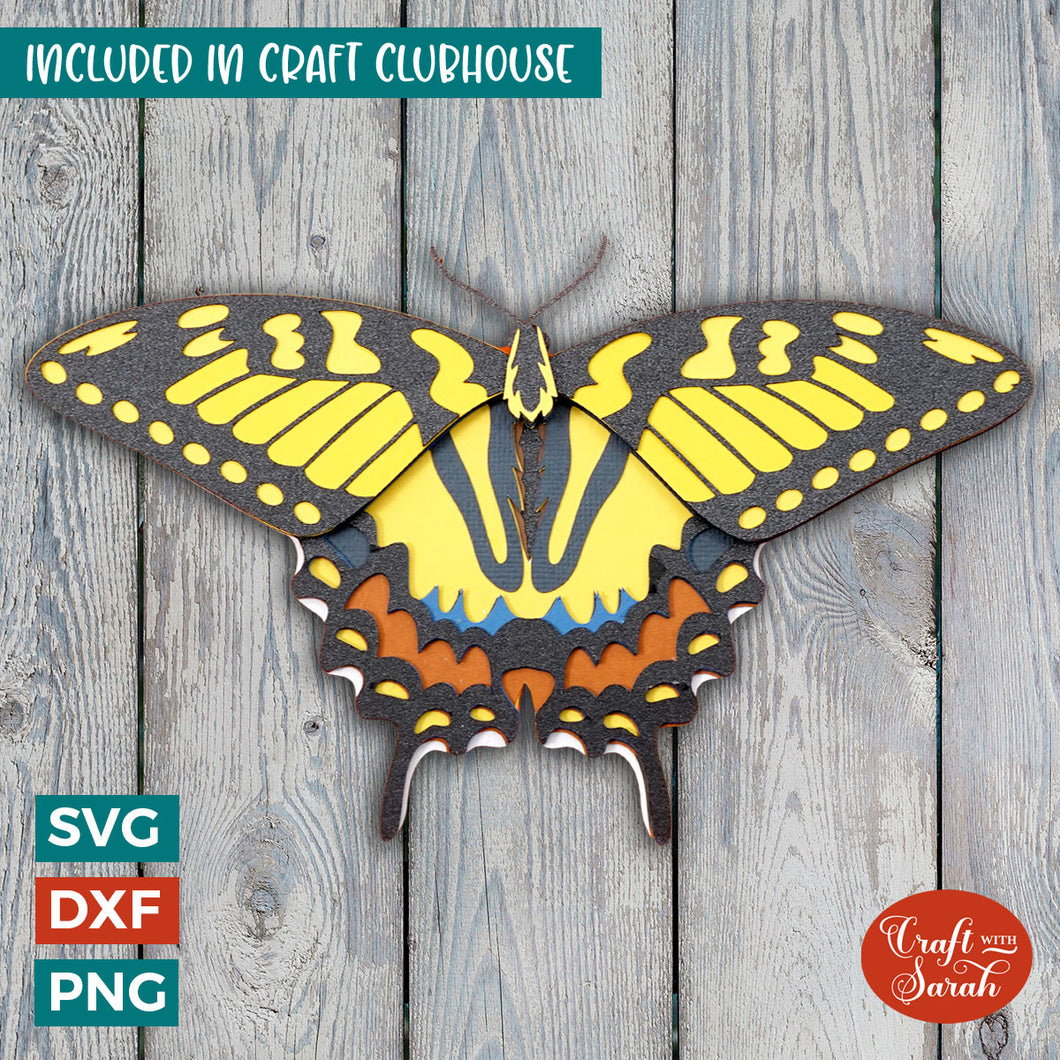 Tiger Swallowtail Butterfly SVG | Layered Insect Cutting File