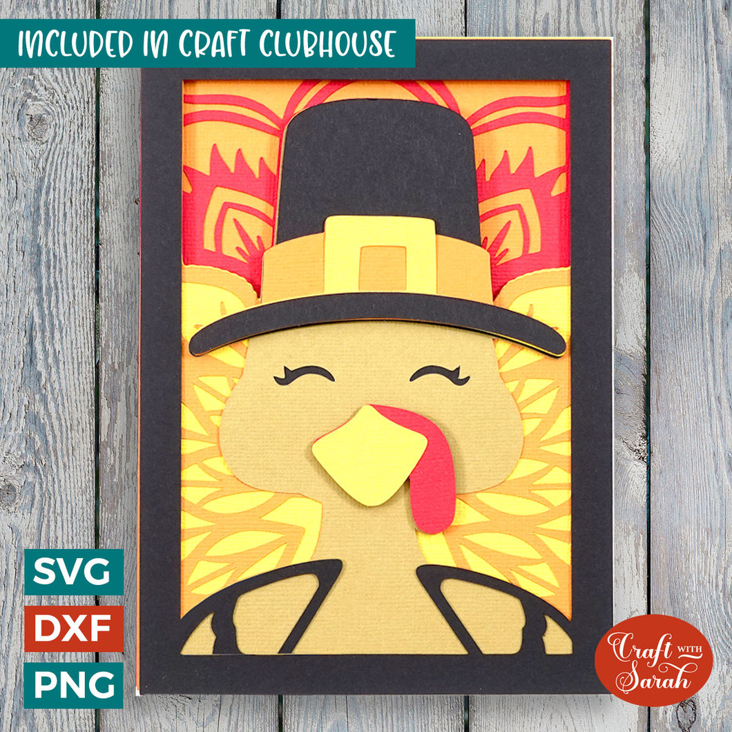 Turkey Thanksgiving Card SVG | Layered Turkey Greetings Card