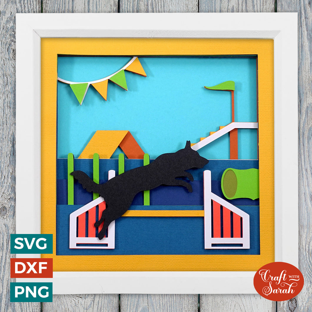 Dog Agility Shadow Box SVG | Layered Dot Training Cutting File