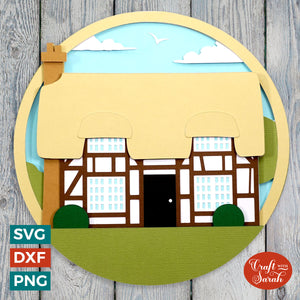 English Cottage SVG | Layered Rural English Cottage Cutting File