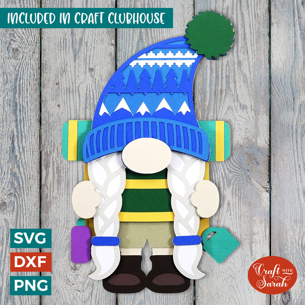Hiker Gnome SVG | Layered Female Hiking Gnome Cutting Files