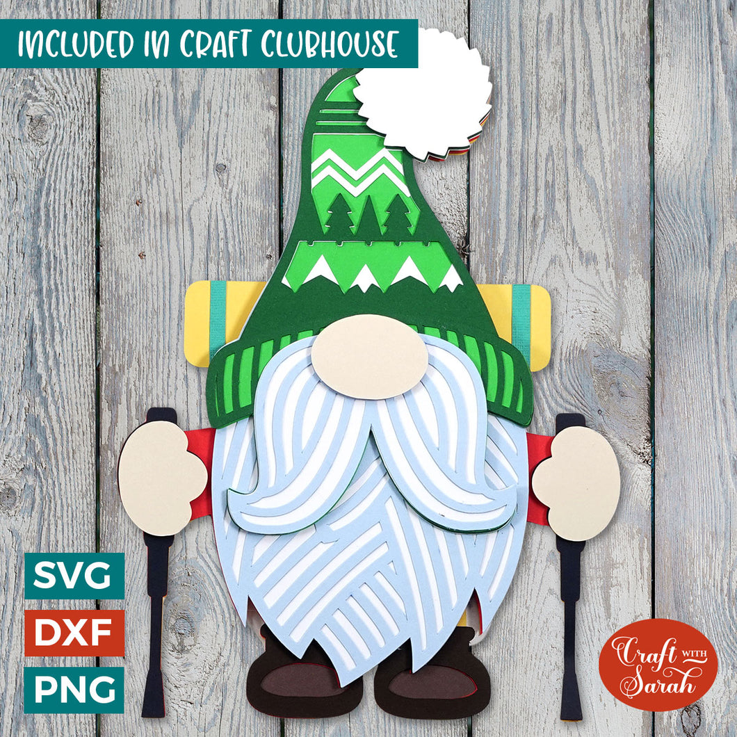 Hiker Gnome SVG | Layered Male Hiking Gnome Cutting Files