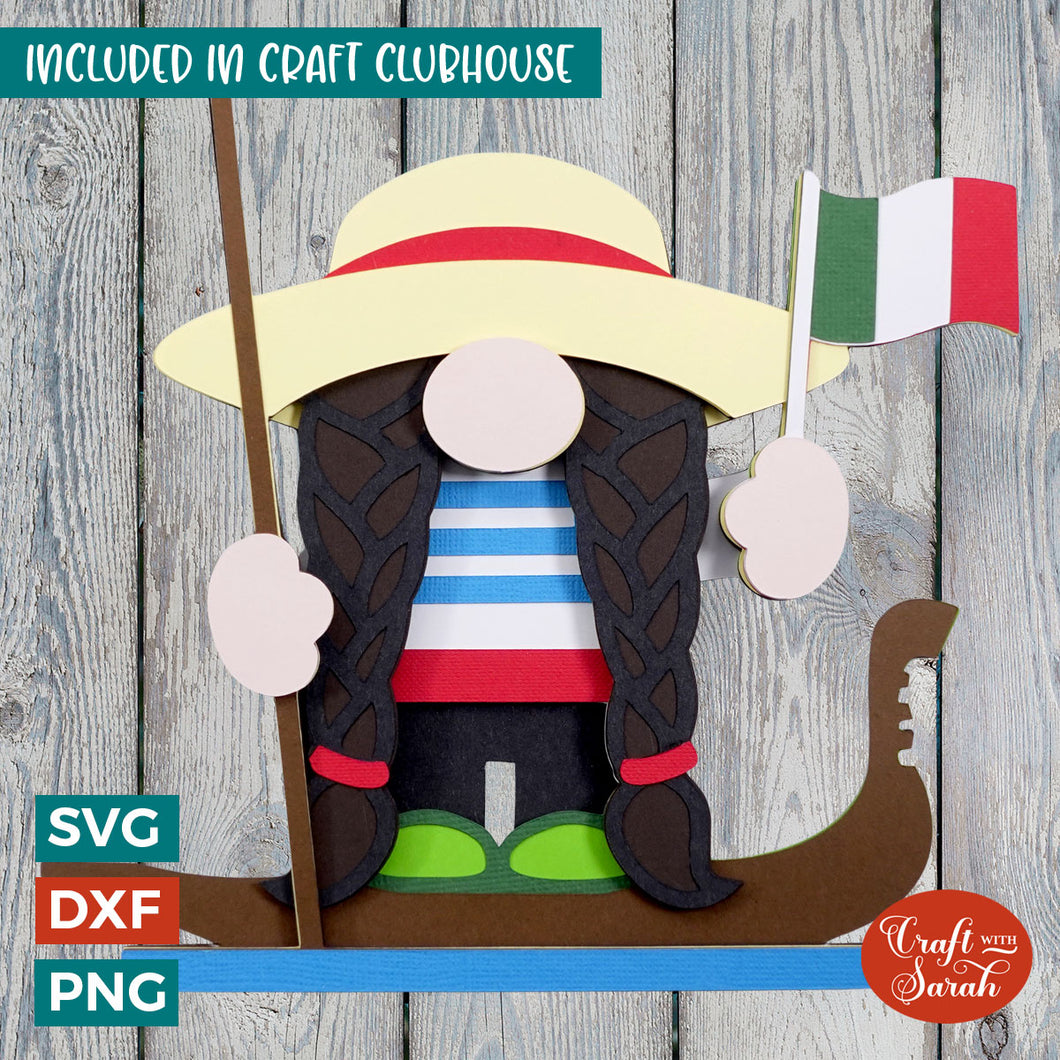 Italian Gnome SVG | Layered Female Patriotic Gnome Cutting Files