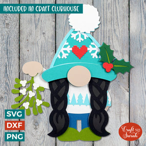Mistletoe Gnome SVG | Layered Female Festive Christmas Gonk Cutting Files
