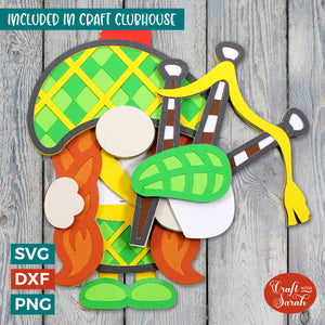 Scottish Gnome SVG | Layered Female Patriotic Gnome Cutting Files