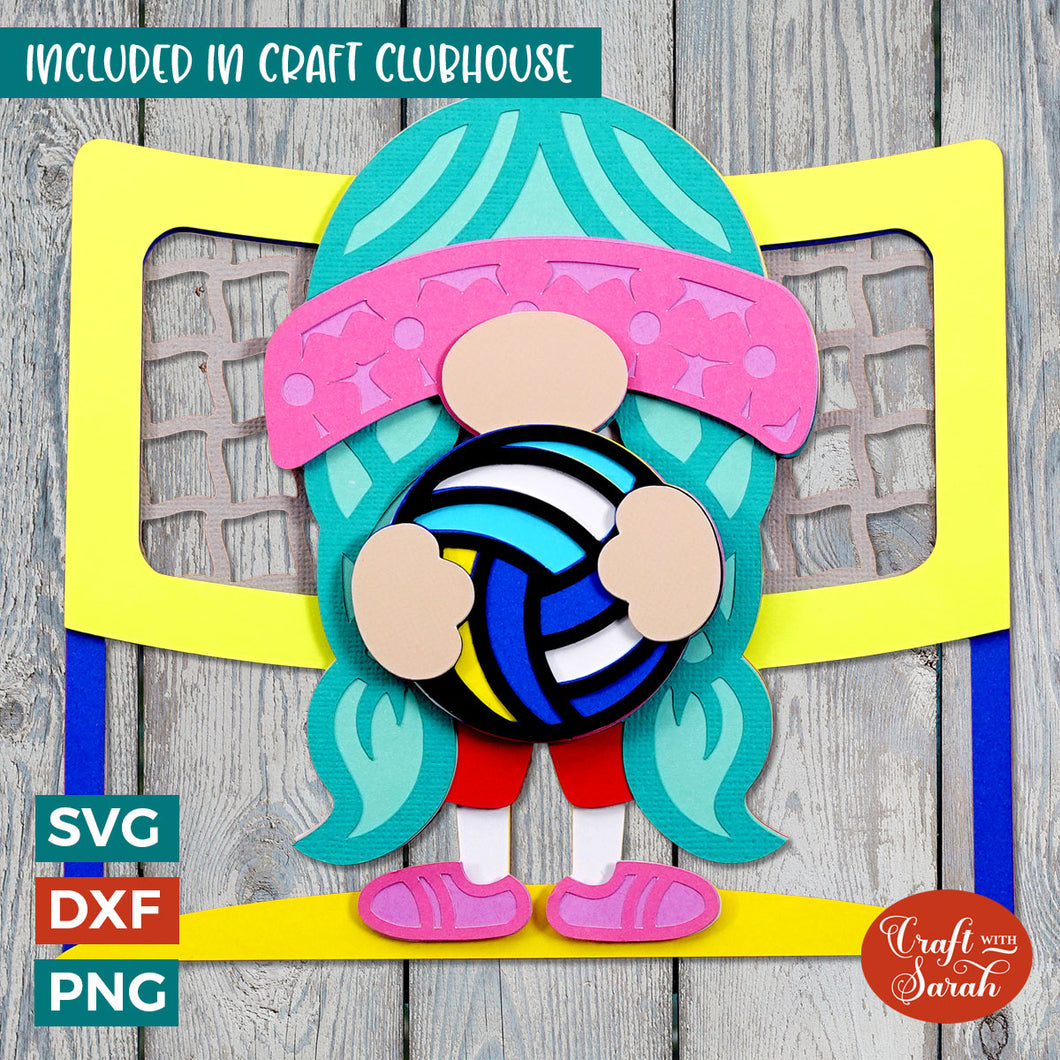 Volleyball Gnome SVG | Layered female Sport Gnome Cutting Files