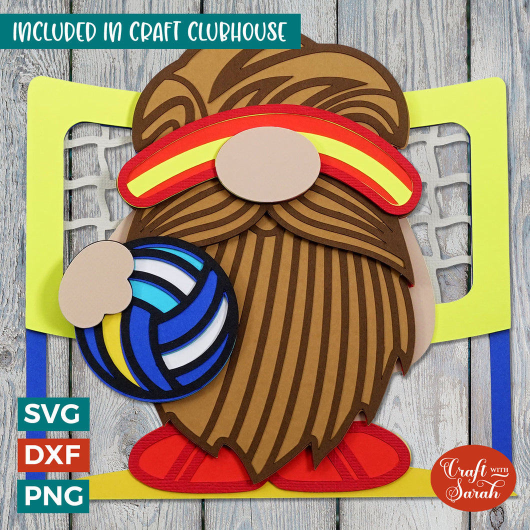 Volleyball Gnome SVG | Layered Male Sport Gnome Cutting Files