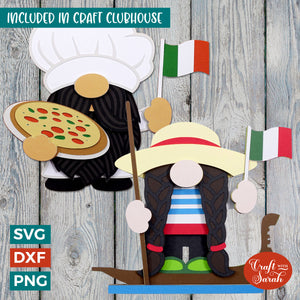 Pair of Italian Gnome SVGs | Layered Male & Female Patriotic Gonk Cut Files