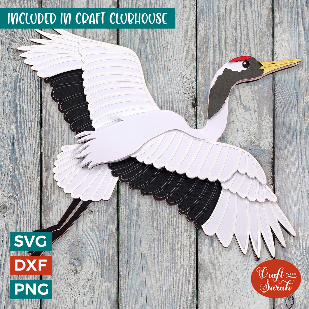 Japanese Crane SVG | Layered Japanese Crane Bird Cutting File