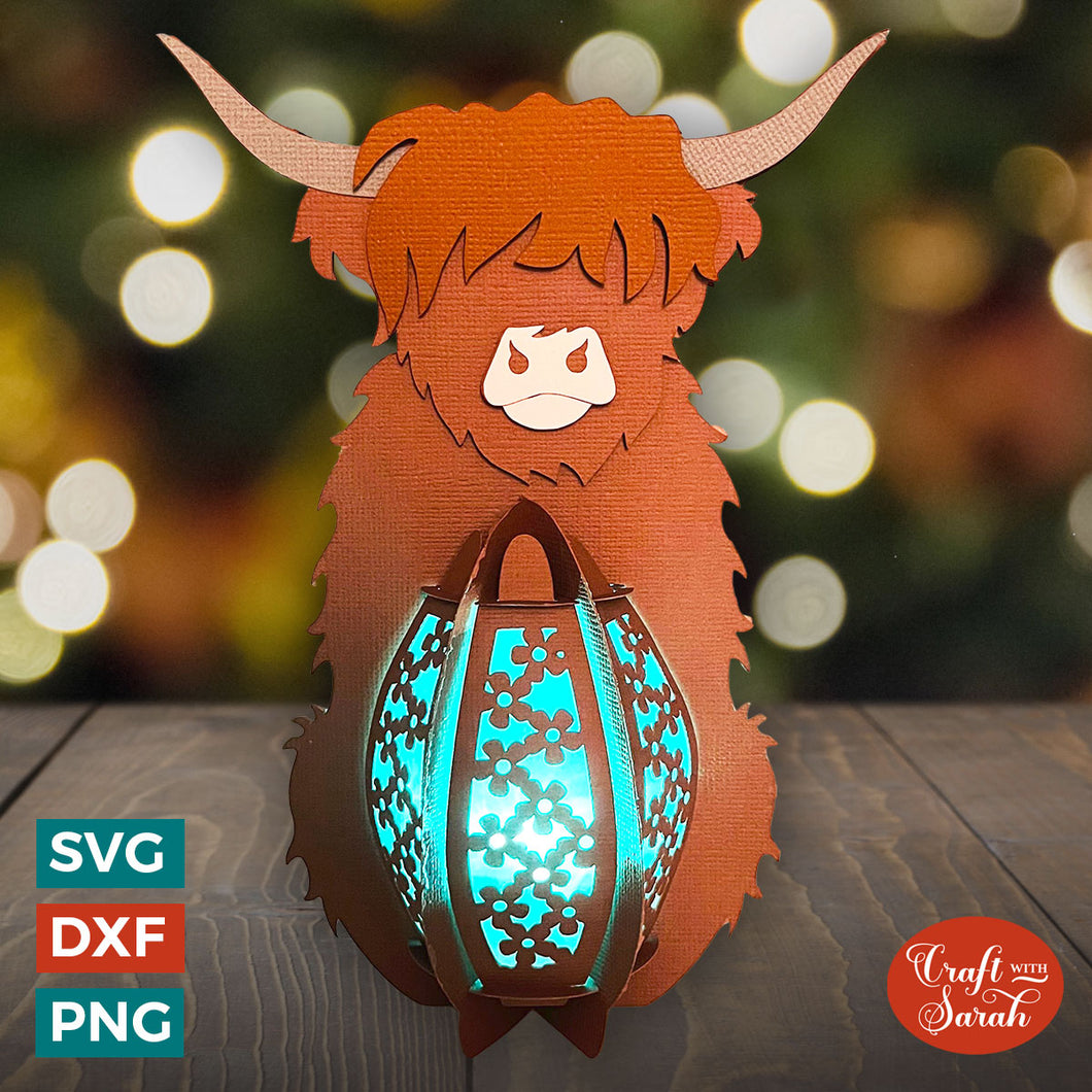 Highland Cow Lantern SVG