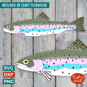 Trout SVG | Layered Rainbow Trout Fish Cutting File