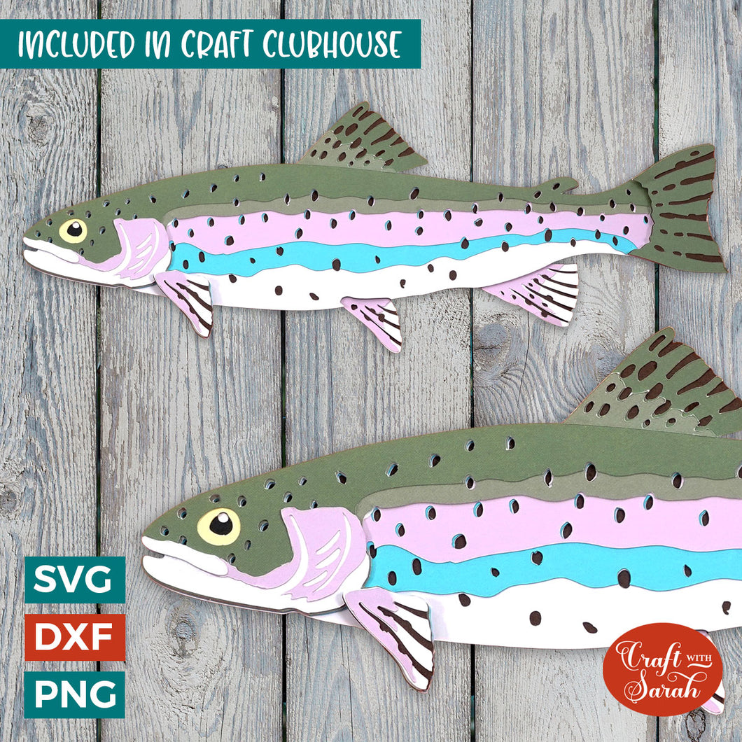 Trout SVG | Layered Rainbow Trout Fish Cutting File