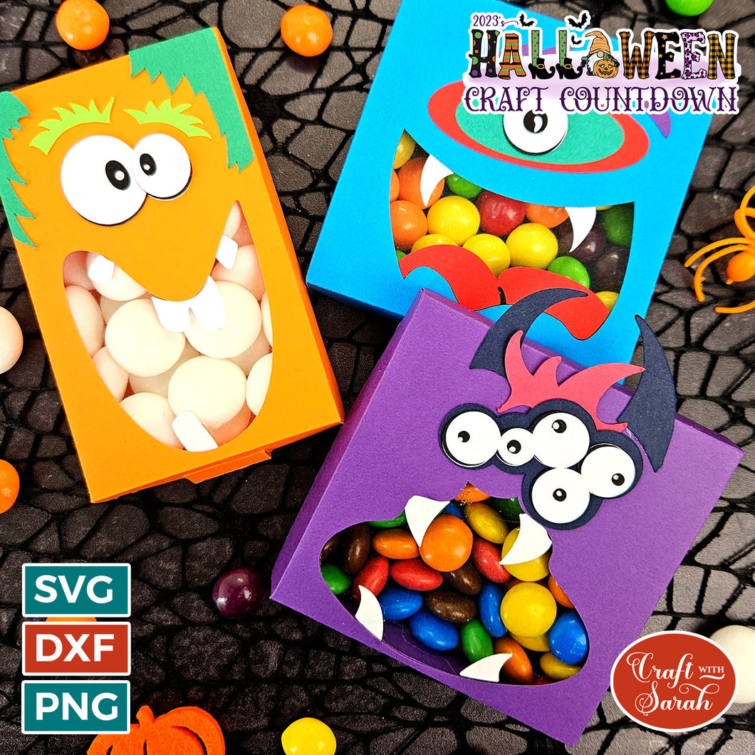 Monster Face Treat Box SVGs | Halloween Box Cut Files