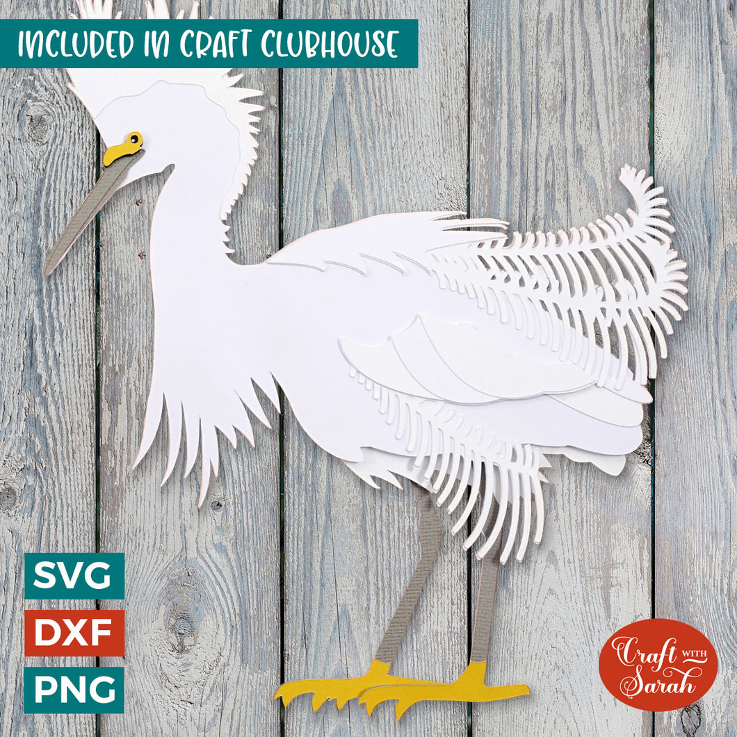 Snowy Egret SVG | Layered Snowy Egret Bird Cut Files