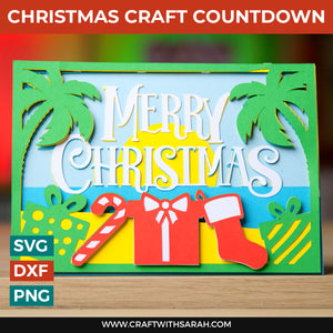 Summer Christmas Card SVG | Layered Beach Scene Cutting File