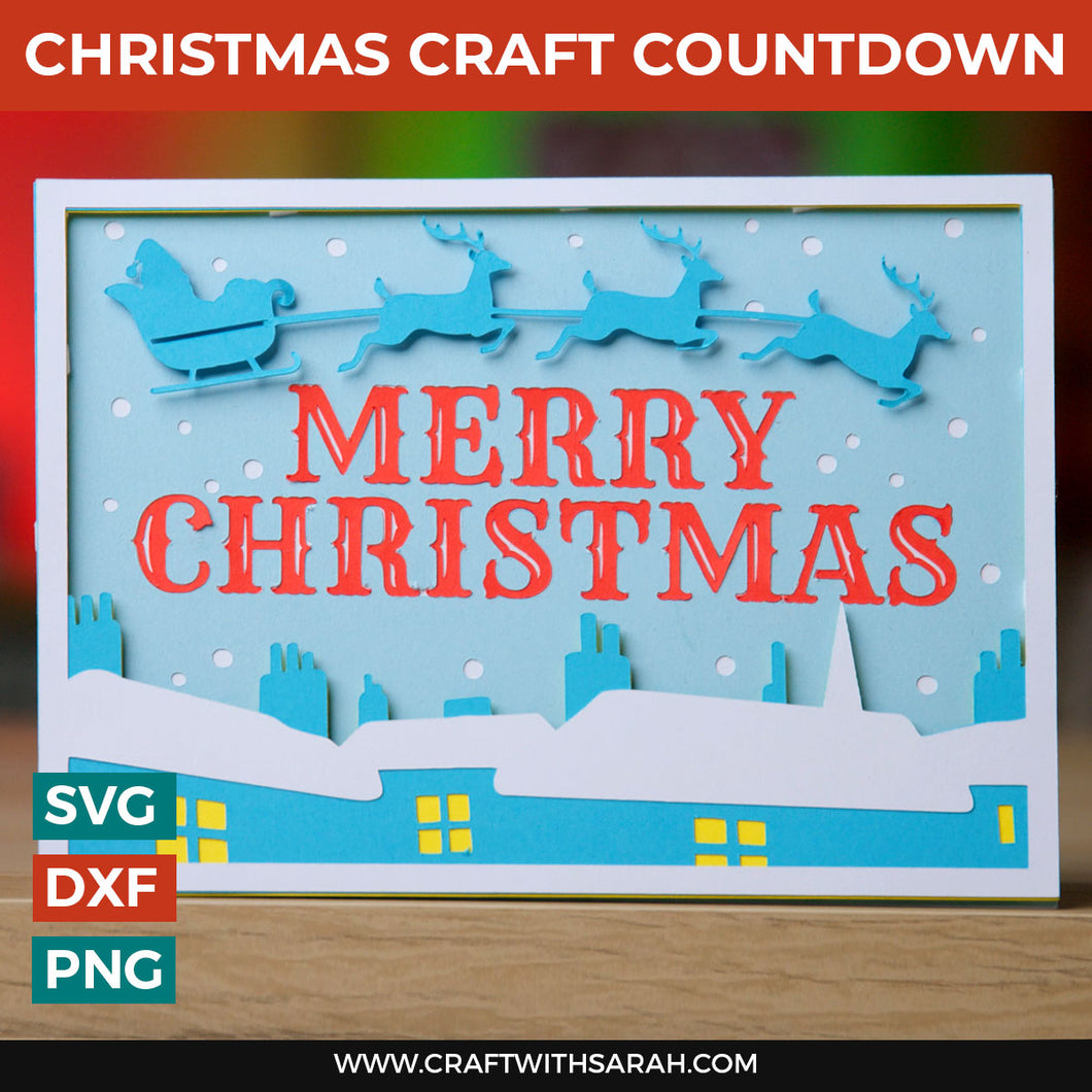 Winter Christmas Card SVG | Layered Snow Scene Cutting File