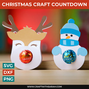 Snowman & Reindeer Lindt Holder SVG | Layered Chocolate Holder Cutting Files