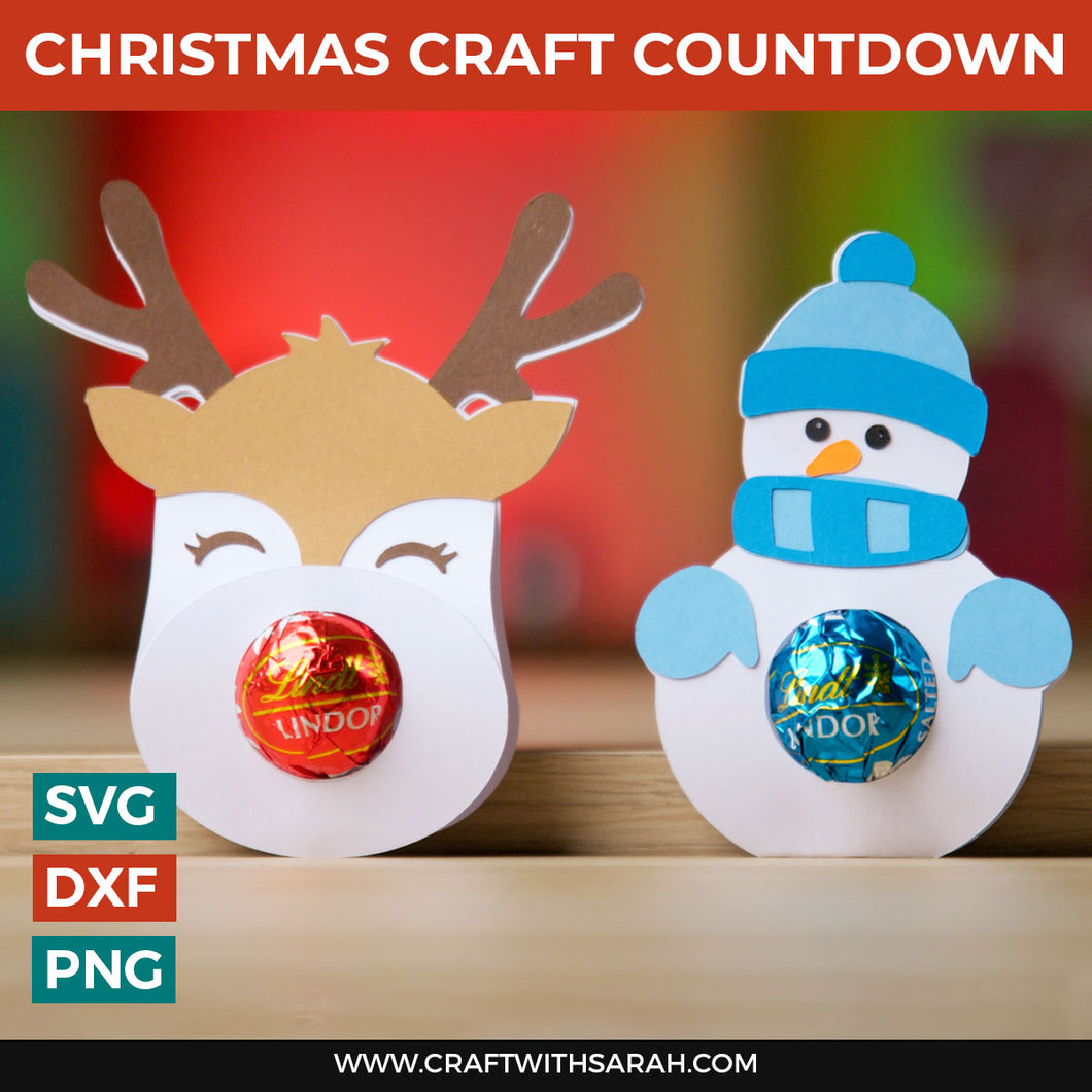 Snowman & Reindeer Lindt Holder SVG | Layered Chocolate Holder Cutting Files