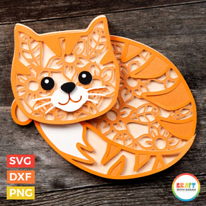 Curled Up Cat Layered SVG | Layered Sleepy Cat Cutting File