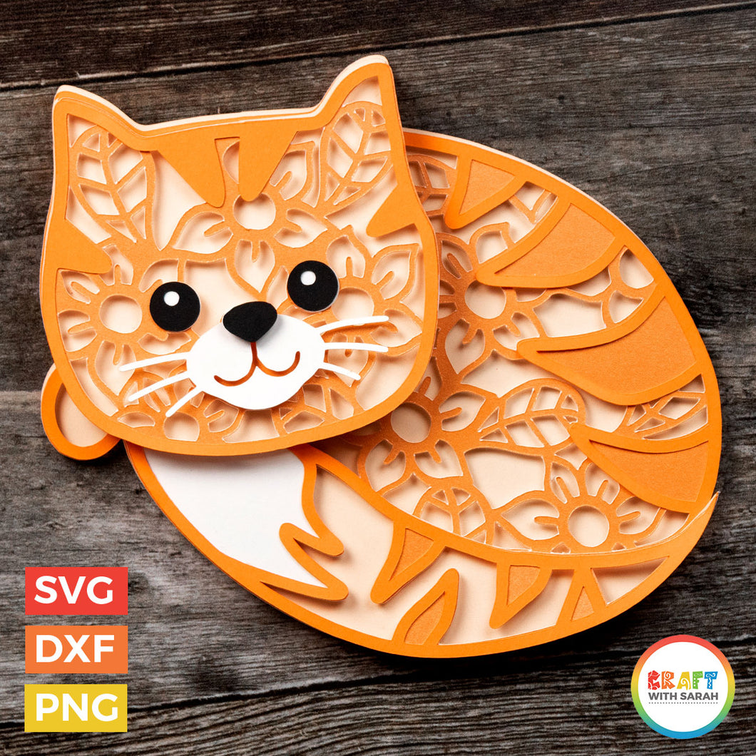 Curled Up Cat Layered SVG | Layered Sleepy Cat Cutting File