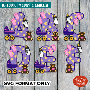 New Baby Layered Alphabet | A-Z & 0-9 Alphabet SVGs