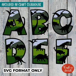 Dinosaur Layered Alphabet | A-Z & 0-9 Alphabet SVGs