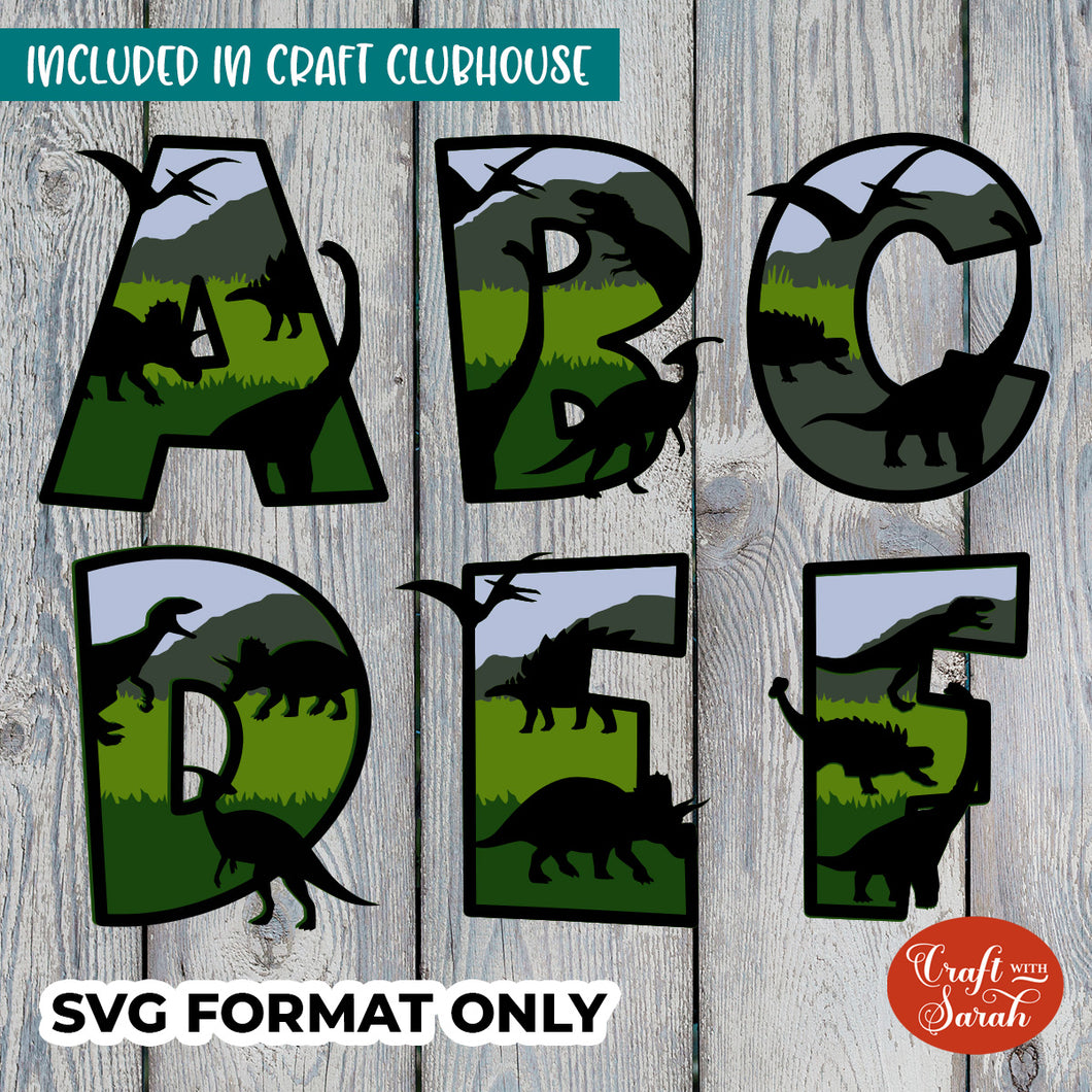 Dinosaur Layered Alphabet | A-Z & 0-9 Alphabet SVGs