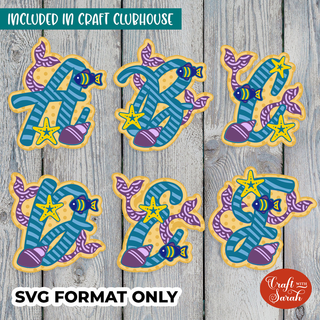 Mermaids Layered Alphabet | A-Z & 0-9 Alphabet SVGs