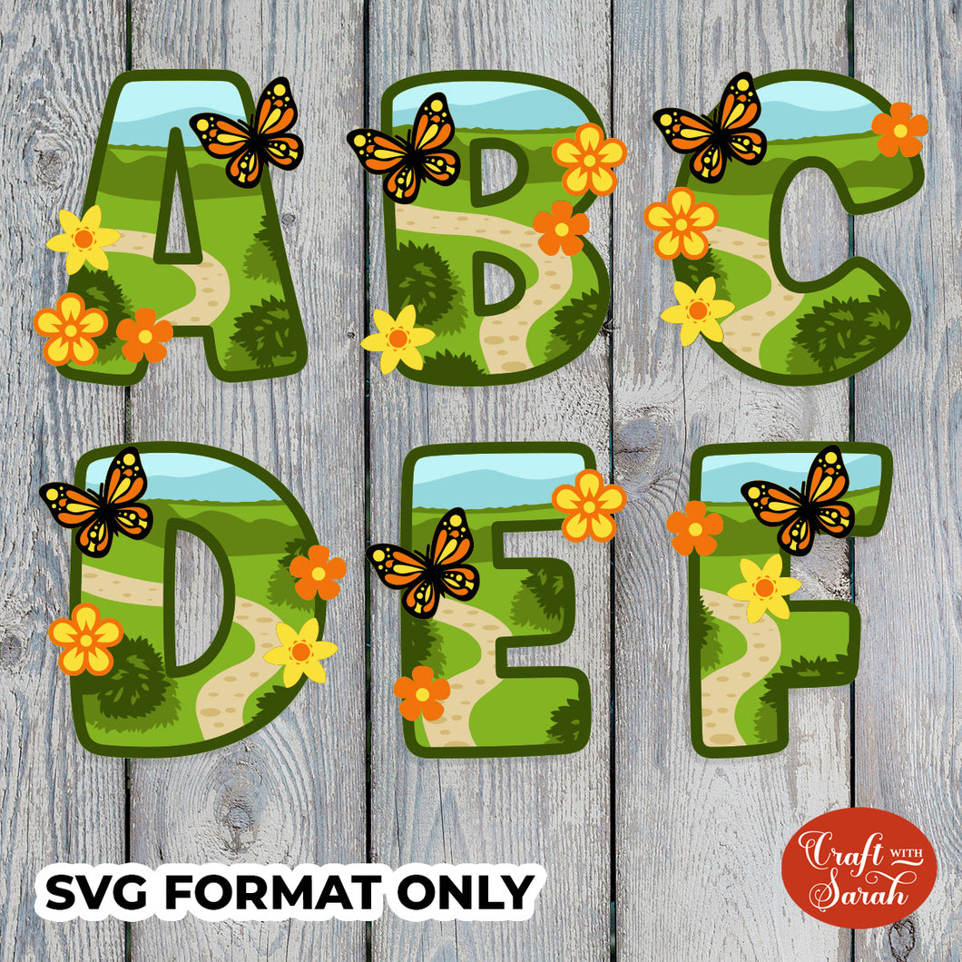 Spring Layered Alphabet | A-Z & 0-9 Alphabet SVGs