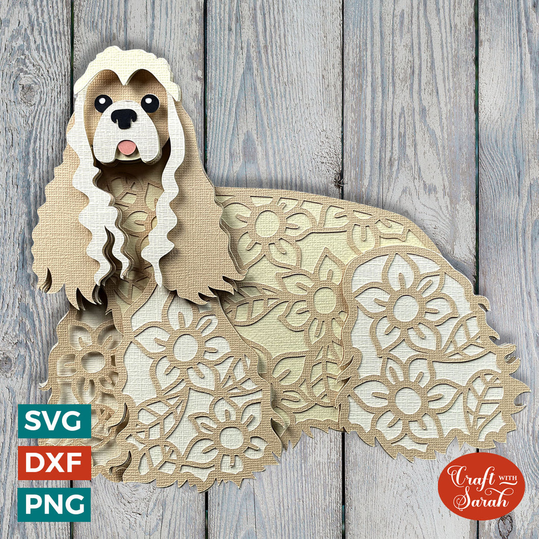 American Cocker Spaniel SVG | Layered Cocker Spaniel Cutting File