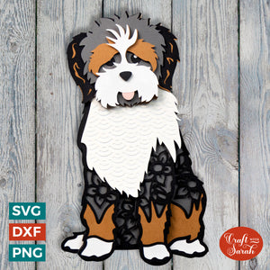 Bernedoodle SVG | Layered Bernedoodle Dog Cutting File