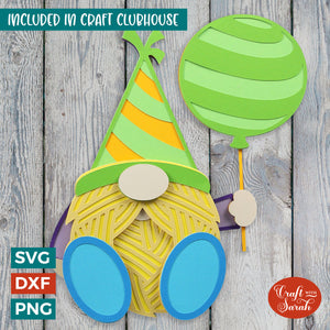 Birthday Gnome SVG | Layered Male Birthday Gnome Cutting File