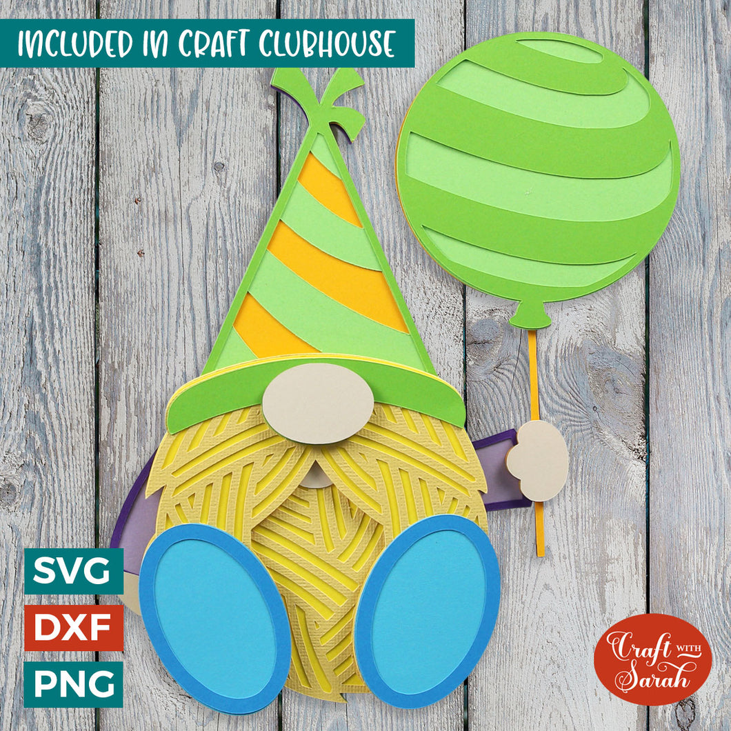 Birthday Gnome SVG | Layered Male Birthday Gnome Cutting File