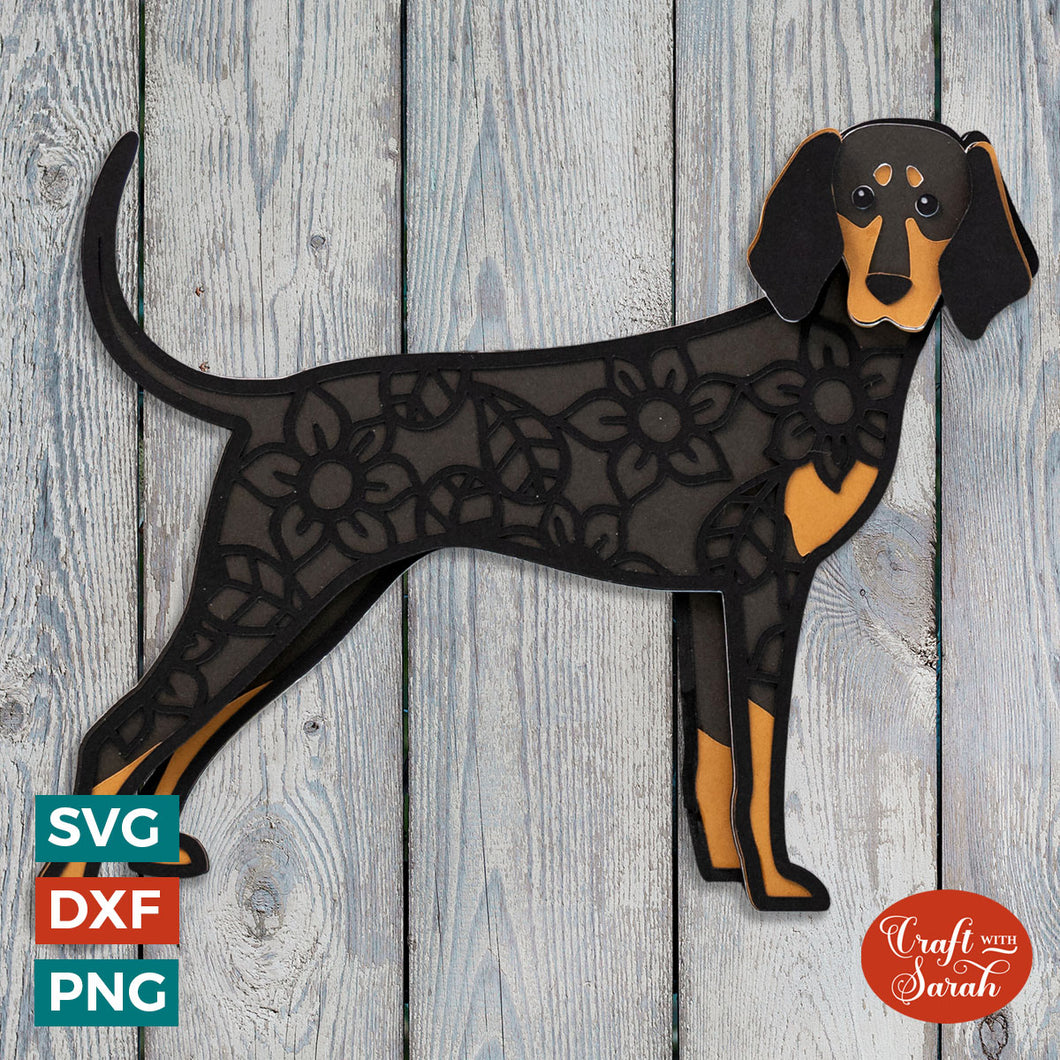 Black and Tan Coonhound SVG | Layered Hound Dog Cutting File