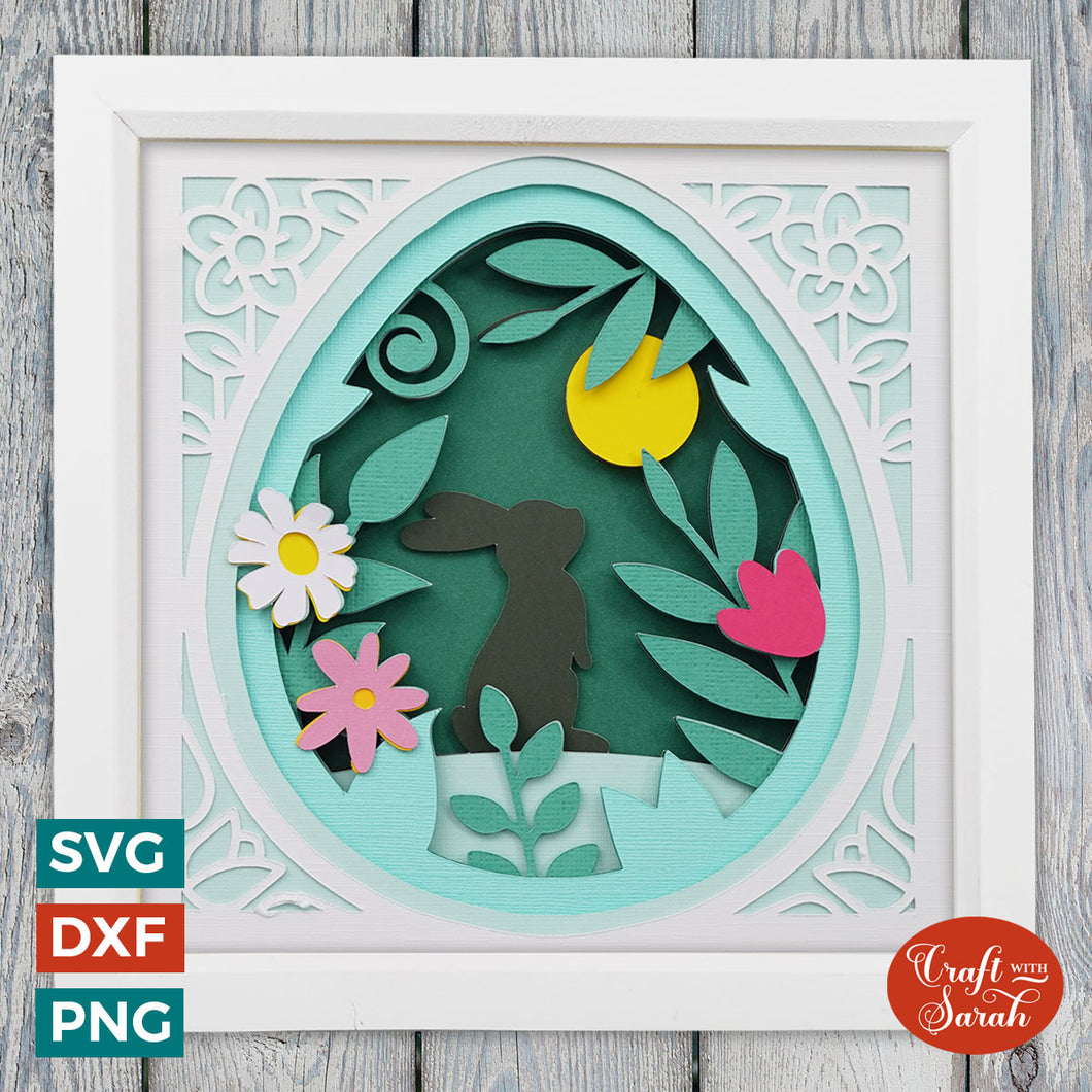 Bunny and Moon SVG | Whimsical Easter Shadow Box