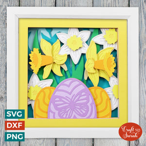 Easter Flowers SVG | Easter Eggs & Daffodils Shadow Box