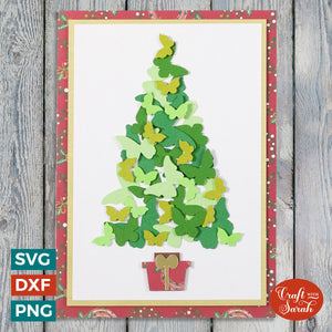 Butterfly Tree Card | Christmas Tree Greetings Card