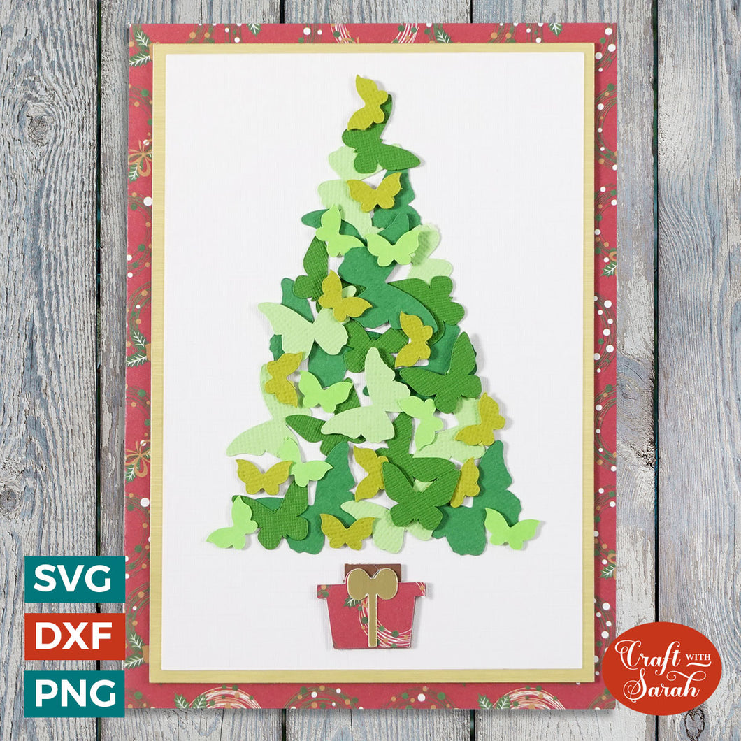 Butterfly Tree Card | Christmas Tree Greetings Card