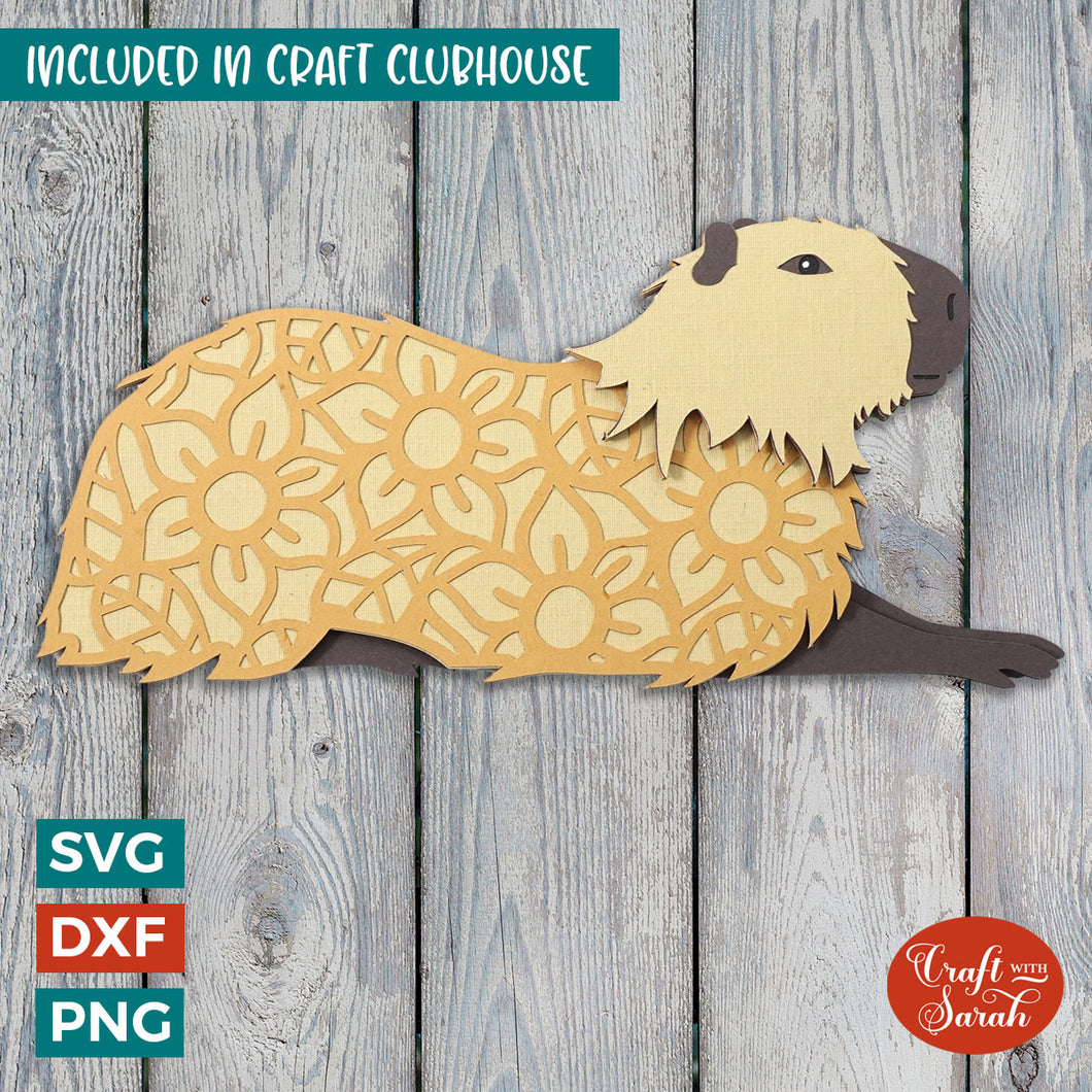 Capybara SVG | 3D Layered Capybara Rainforest Animal SVG