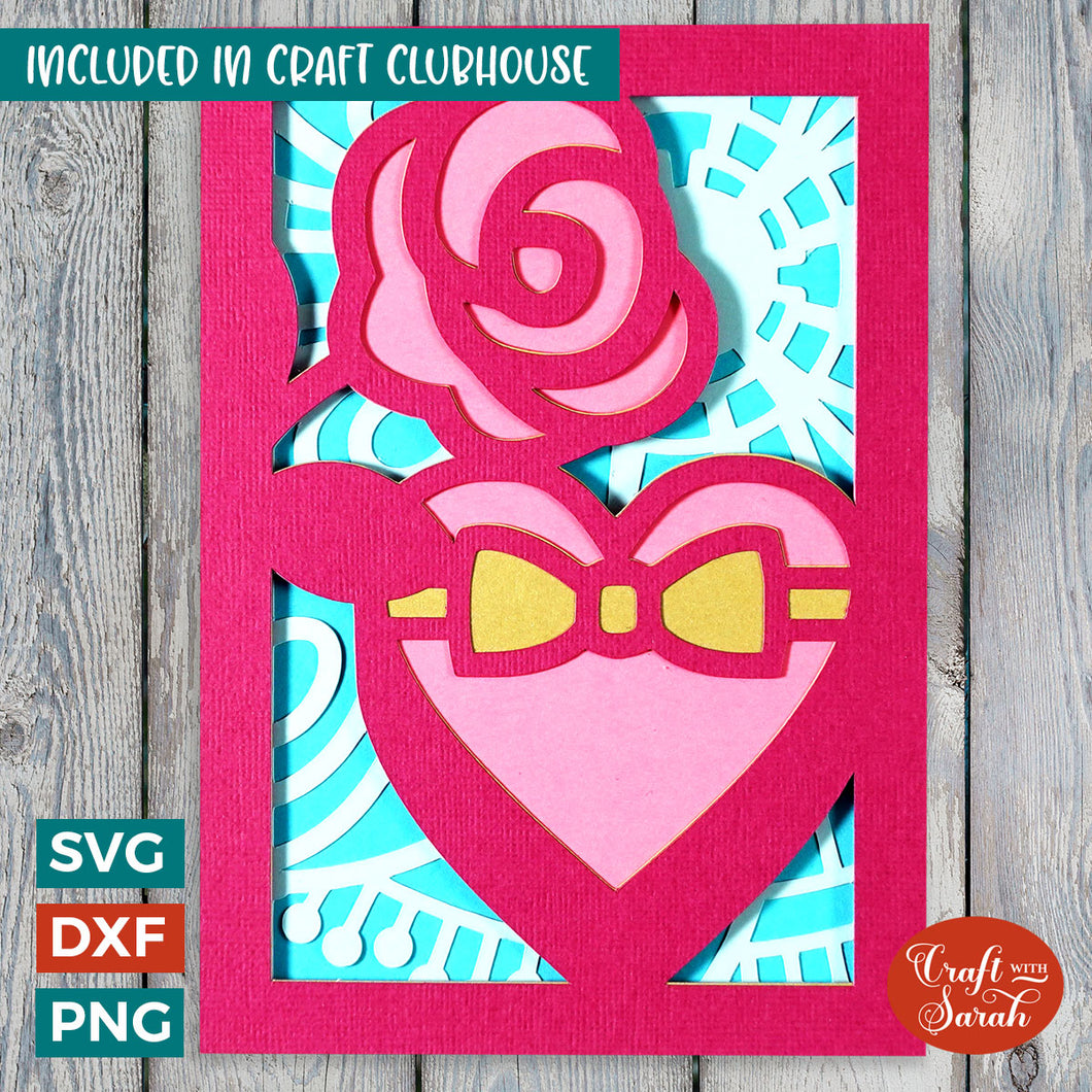 Box of Chocolates & Rose Greetings Card Cut File