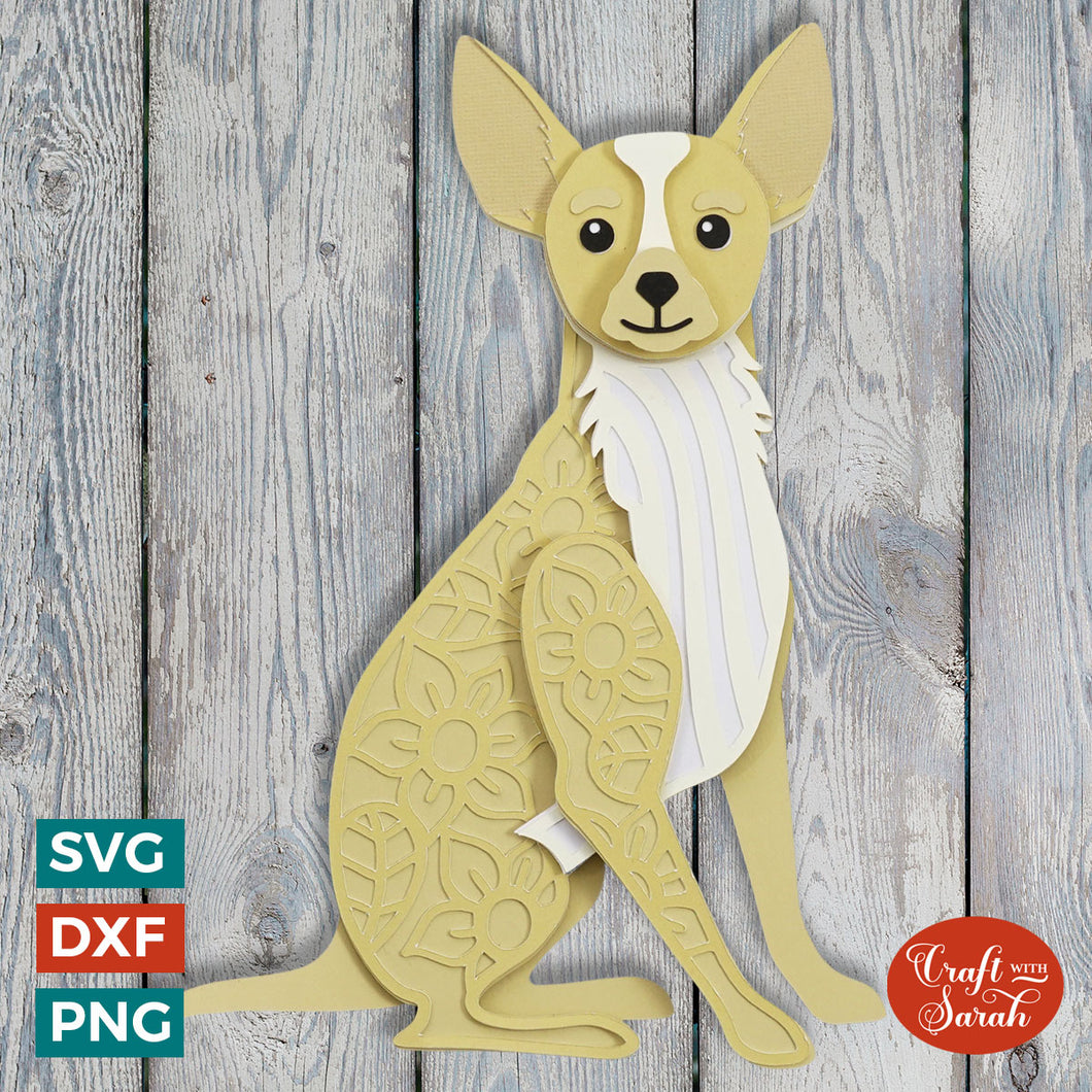 Chihuahua (Deer Head) SVG | Layered Deer Head Chihuahua Cutting File