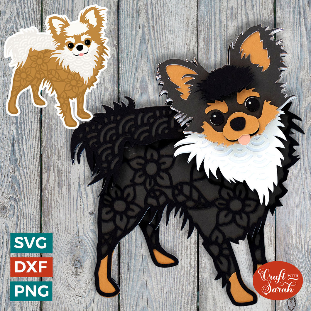 Chihuahua SVG | Layered Long Hair Chihuahua Cutting File