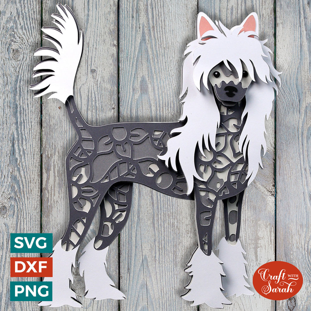 Chinese Crested SVG | Layered Hairless Chinese Crested Cutting File