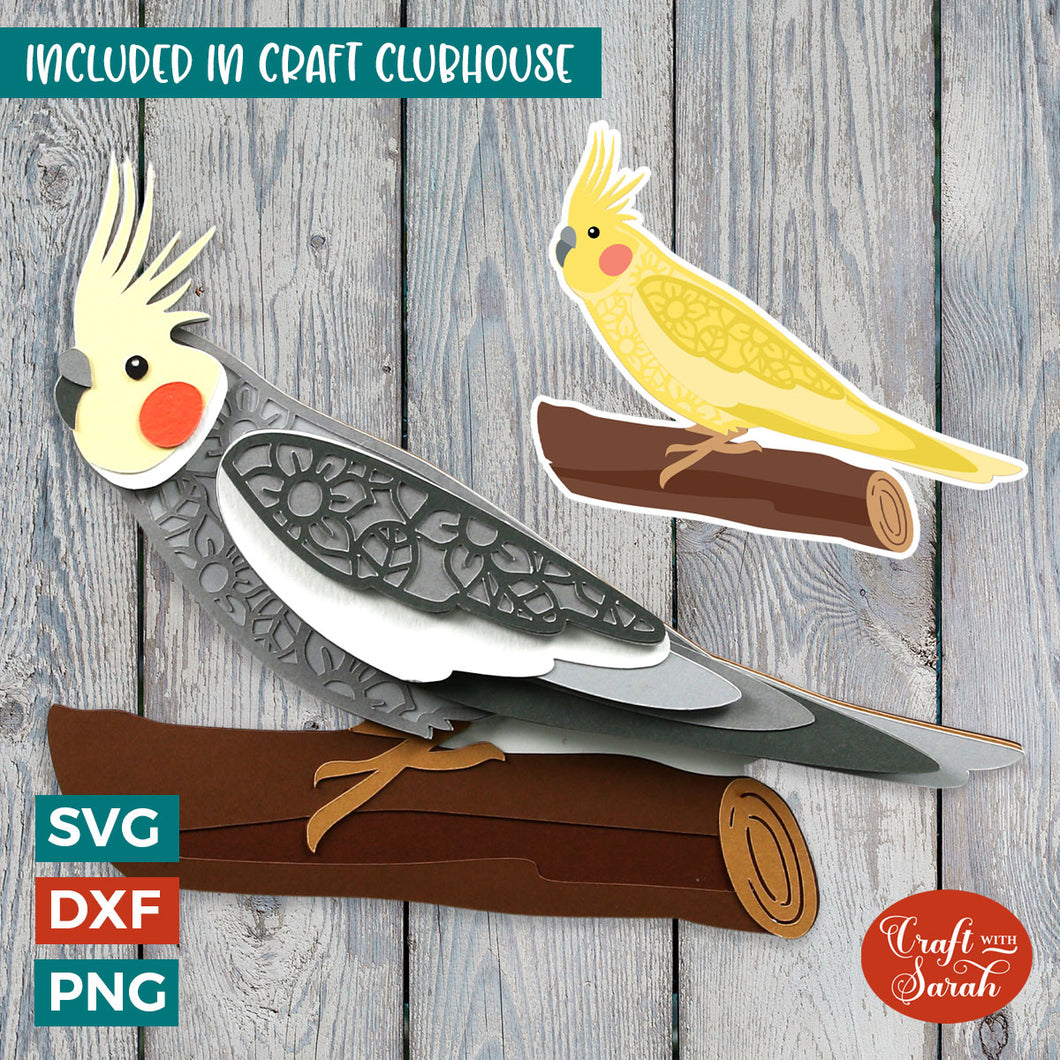 Cockatiel SVG | Layered 3D Cockatiel Parrot Bird Cutting File